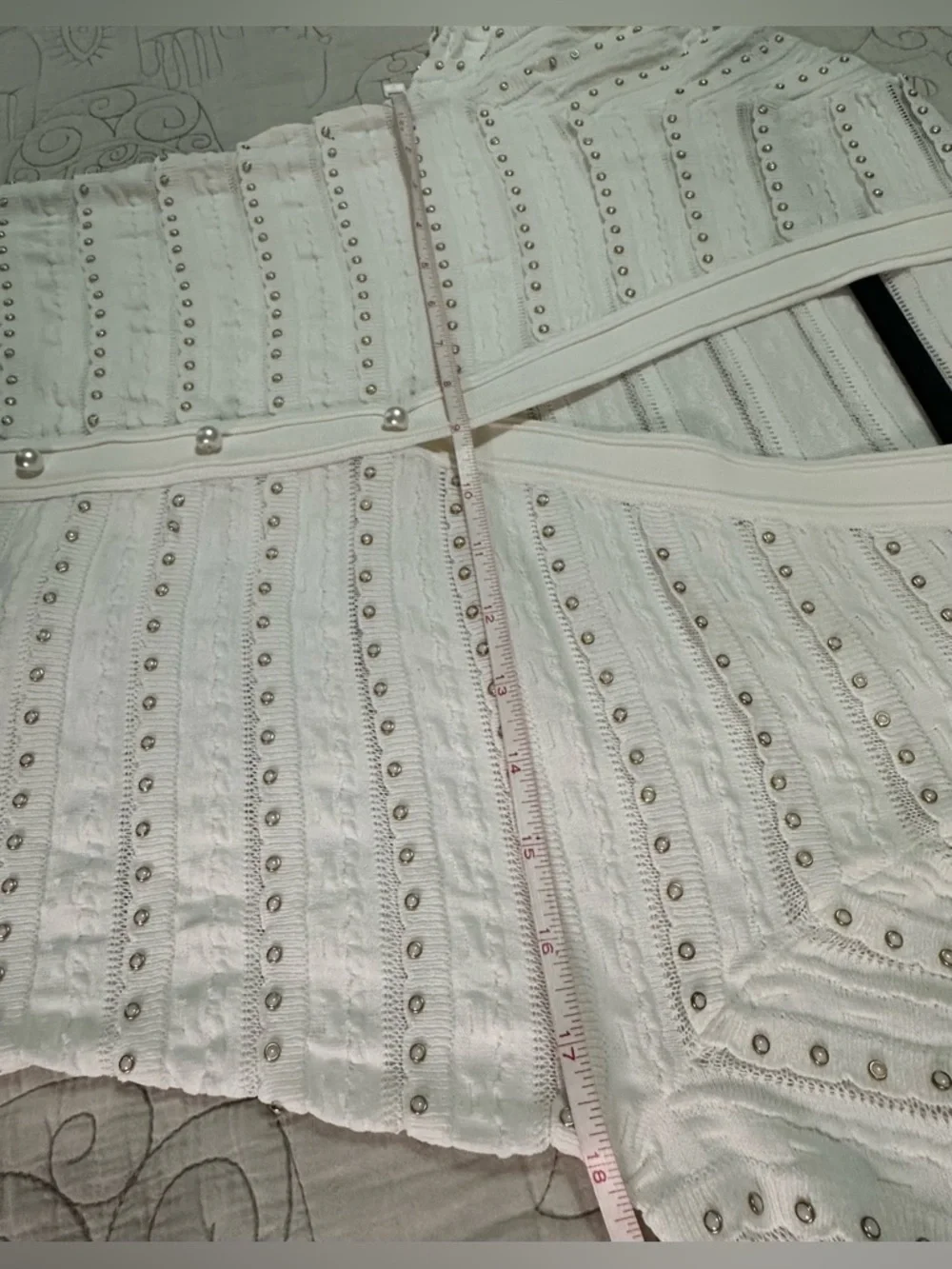 Sandro Beaded Knit Maxi Dress Size 42 Cream Faux Button Front - Picture 12 of 13